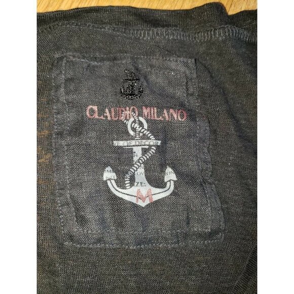 SOLD CLAUDIO MILANO Dress Short Sleeve Lightweight Linen Blend Lagenlook Casual - Picture 3 of 5